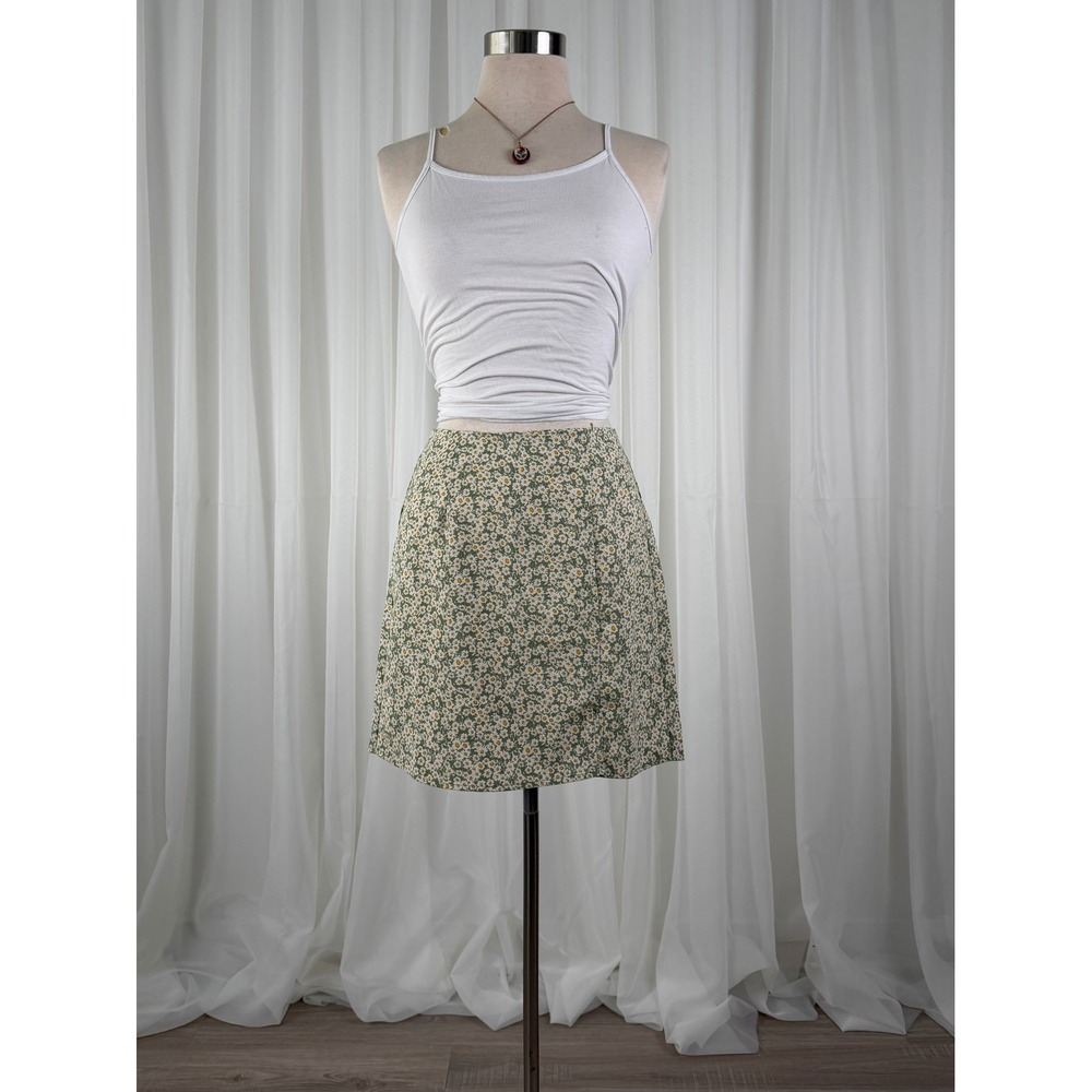 Aeropostale Green Daisy Floral Mini Skirt Y2K Cottagecore Coquette Womens S
